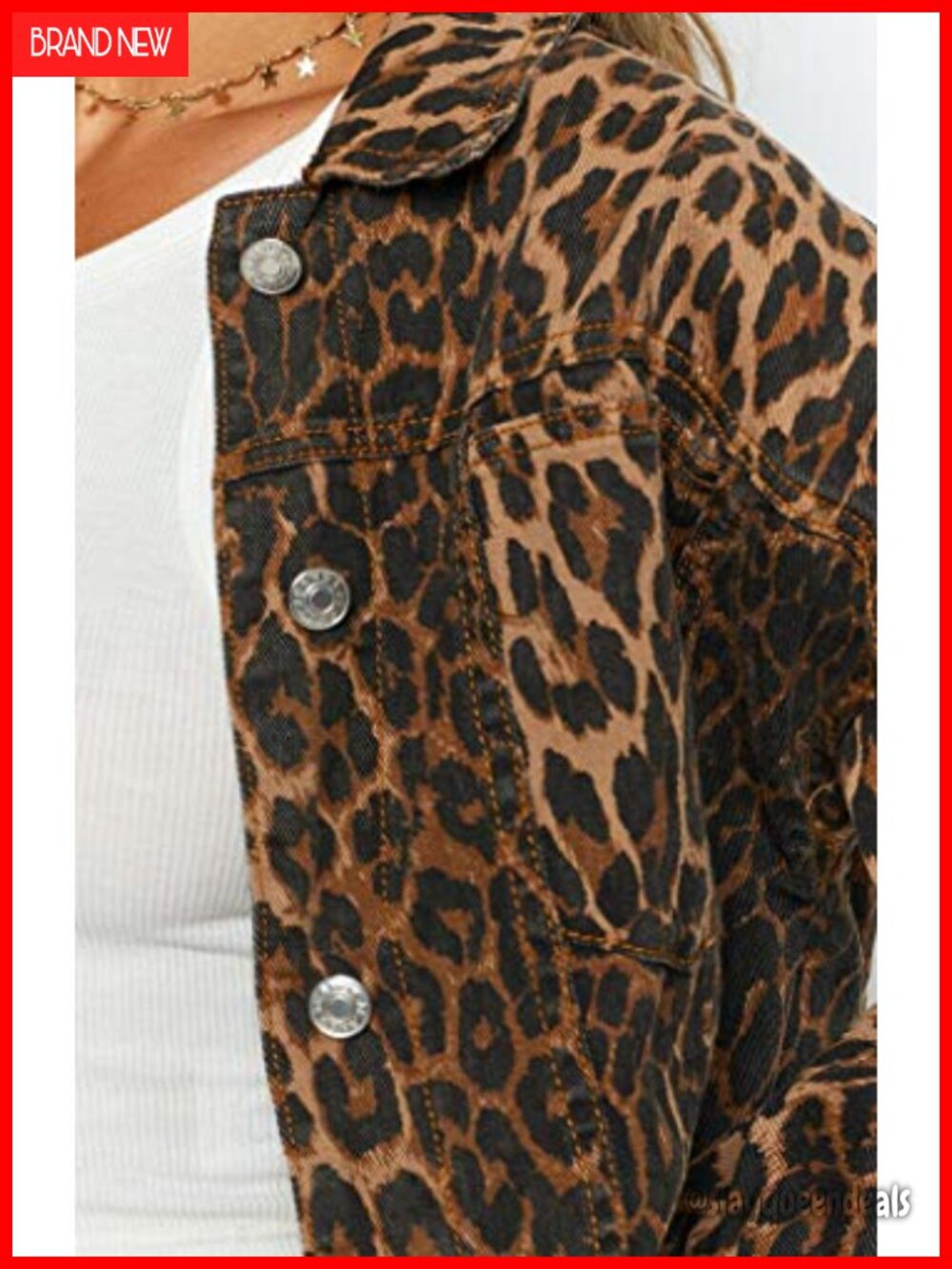 Leopard Print Retro Button-Up Bomber Jacket - Picture 4 of 5